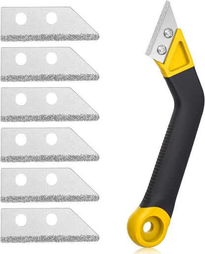 Grout Removal Tool with 5 Pcs Replacement Blades Hand Grout Scraping Rake for Tile Gap Cleaning and Repair