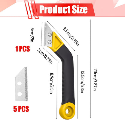 Grout Removal Tool with 5 Pcs Replacement Blades Hand Grout Scraping Rake for Tile Gap Cleaning and Repair
