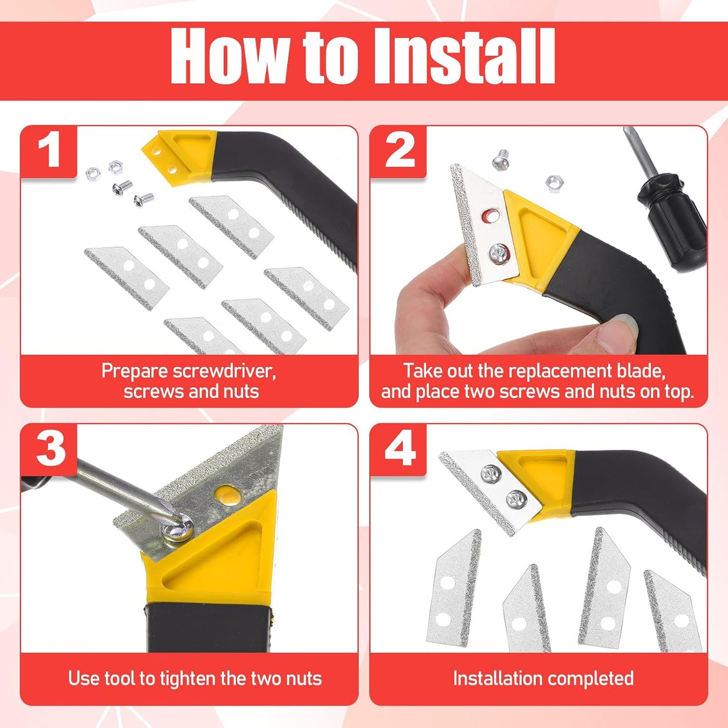 Grout Removal Tool with 5 Pcs Replacement Blades Hand Grout Scraping Rake for Tile Gap Cleaning and Repair