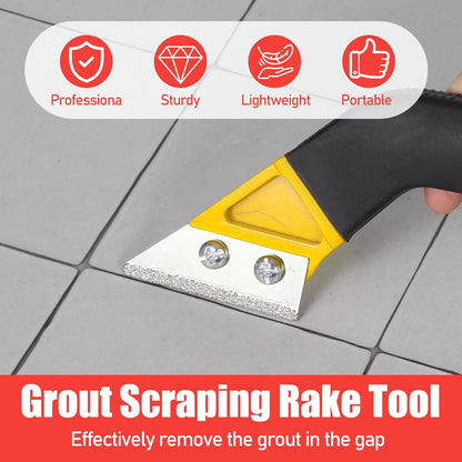 Grout Removal Tool with 5 Pcs Replacement Blades Hand Grout Scraping Rake for Tile Gap Cleaning and Repair