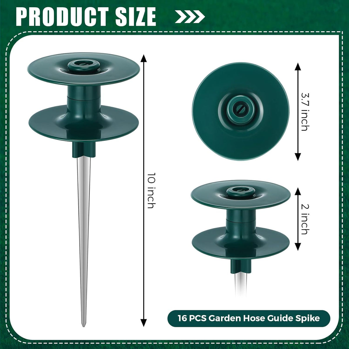 16 Pcs 10 Inch Garden Hose Guide Spike, Rustproof Zinc Sturdy Metal Stake, Heavy Duty Metal Hose Guide Stakes Keeps Garden Hose Out of Flower Beds for Plant Protection