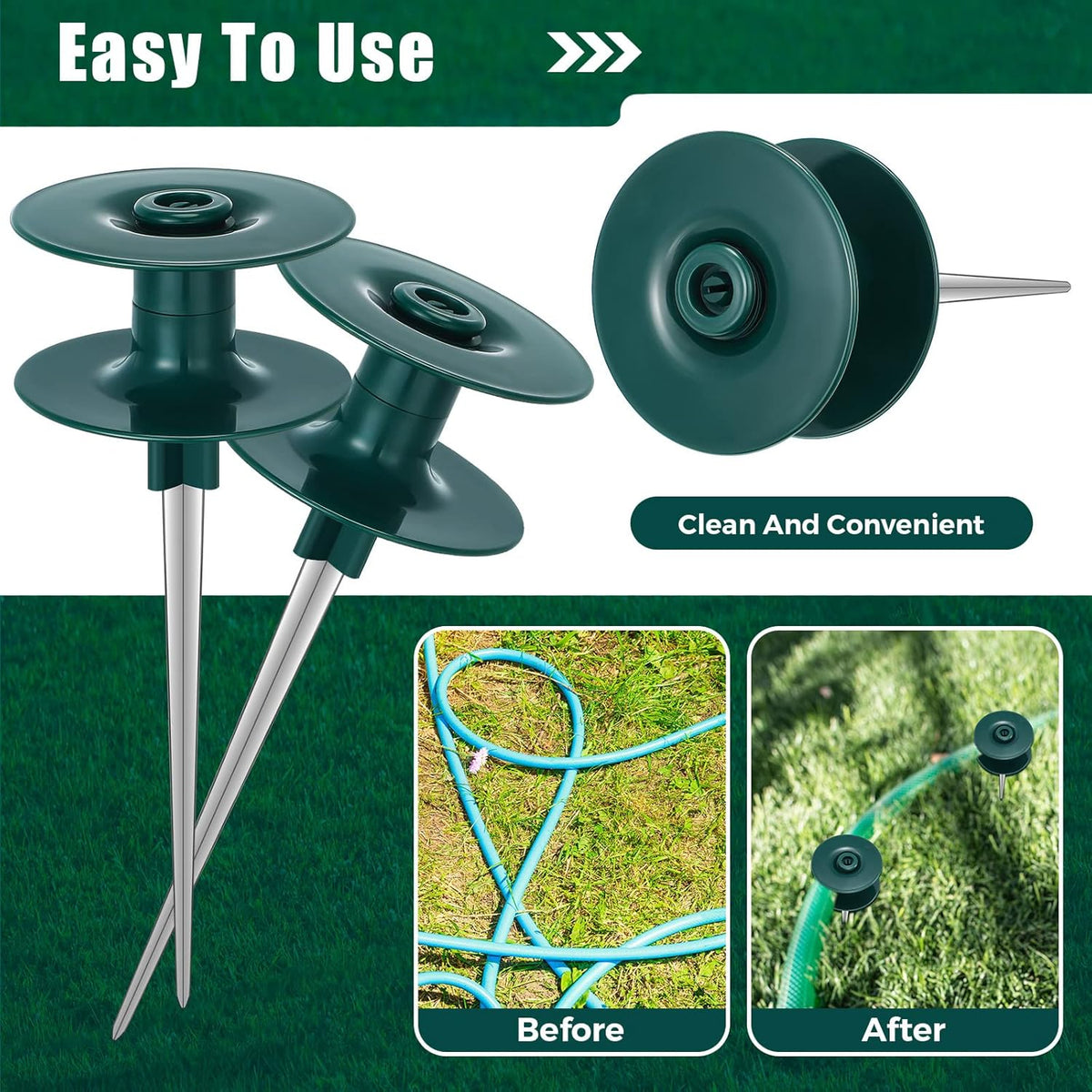 16 Pcs 10 Inch Garden Hose Guide Spike, Rustproof Zinc Sturdy Metal Stake, Heavy Duty Metal Hose Guide Stakes Keeps Garden Hose Out of Flower Beds for Plant Protection