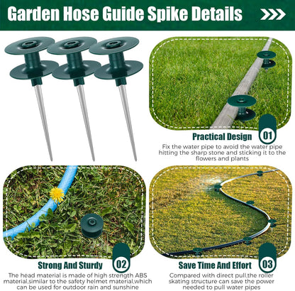 16 Pcs 10 Inch Garden Hose Guide Spike, Rustproof Zinc Sturdy Metal Stake, Heavy Duty Metal Hose Guide Stakes Keeps Garden Hose Out of Flower Beds for Plant Protection