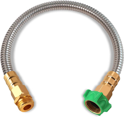 Metal Short Garden Hose 1 ft - Flexible Stainless Steel Water Hose Leader - Lightweight Small Hose With Brass Fittings (1 Feet)