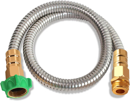 Metal Short Garden Hose 1 ft - Flexible Stainless Steel Water Hose Leader - Lightweight Small Hose With Brass Fittings (1 Feet)