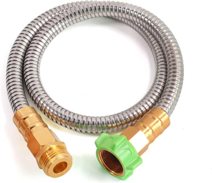 Metal Short Garden Hose 1 ft - Flexible Stainless Steel Water Hose Leader - Lightweight Small Hose With Brass Fittings (1 Feet)