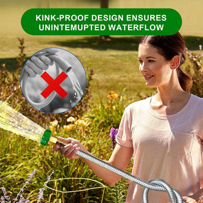 Metal Short Garden Hose 1 ft - Flexible Stainless Steel Water Hose Leader - Lightweight Small Hose With Brass Fittings (1 Feet)