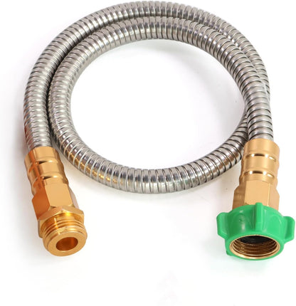 Metal Short Garden Hose 1 ft - Flexible Stainless Steel Water Hose Leader - Lightweight Small Hose With Brass Fittings (1 Feet)
