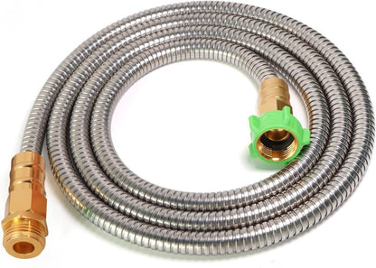 Metal Short Garden Hose 1 ft - Flexible Stainless Steel Water Hose Leader - Lightweight Small Hose With Brass Fittings (1 Feet)