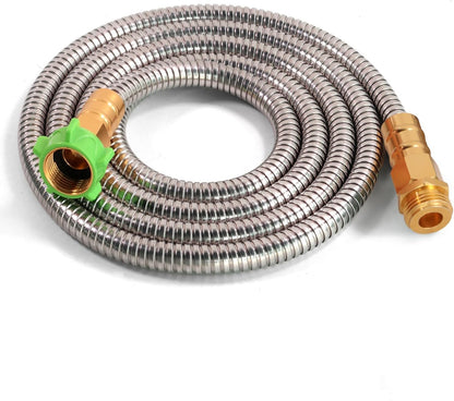 Metal Short Garden Hose 1 ft - Flexible Stainless Steel Water Hose Leader - Lightweight Small Hose With Brass Fittings (1 Feet)