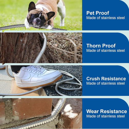 Metal Short Garden Hose 1 ft - Flexible Stainless Steel Water Hose Leader - Lightweight Small Hose With Brass Fittings (1 Feet)