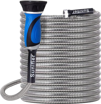 Metal Short Garden Hose 1 ft - Flexible Stainless Steel Water Hose Leader - Lightweight Small Hose With Brass Fittings (1 Feet)