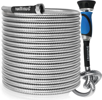Metal Short Garden Hose 1 ft - Flexible Stainless Steel Water Hose Leader - Lightweight Small Hose With Brass Fittings (1 Feet)