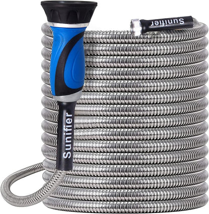 Metal Short Garden Hose 1 ft - Flexible Stainless Steel Water Hose Leader - Lightweight Small Hose With Brass Fittings (1 Feet)