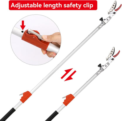 Tree Pruner for Garden, Cut Capacity 1/2 Inch & Hold Pole Pruner, Lightweight Fruit Picker with Non-slip handle, Long Reach Tree Branch Cutter with Aluminum Pole, 4.2 FT| LFX112