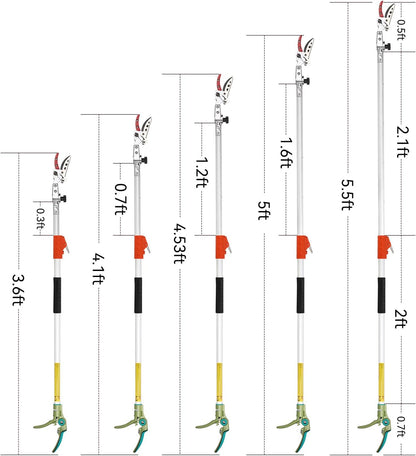 Tree Pruner for Garden, Cut Capacity 1/2 Inch & Hold Pole Pruner, Lightweight Fruit Picker with Non-slip handle, Long Reach Tree Branch Cutter with Aluminum Pole, 4.2 FT| LFX112