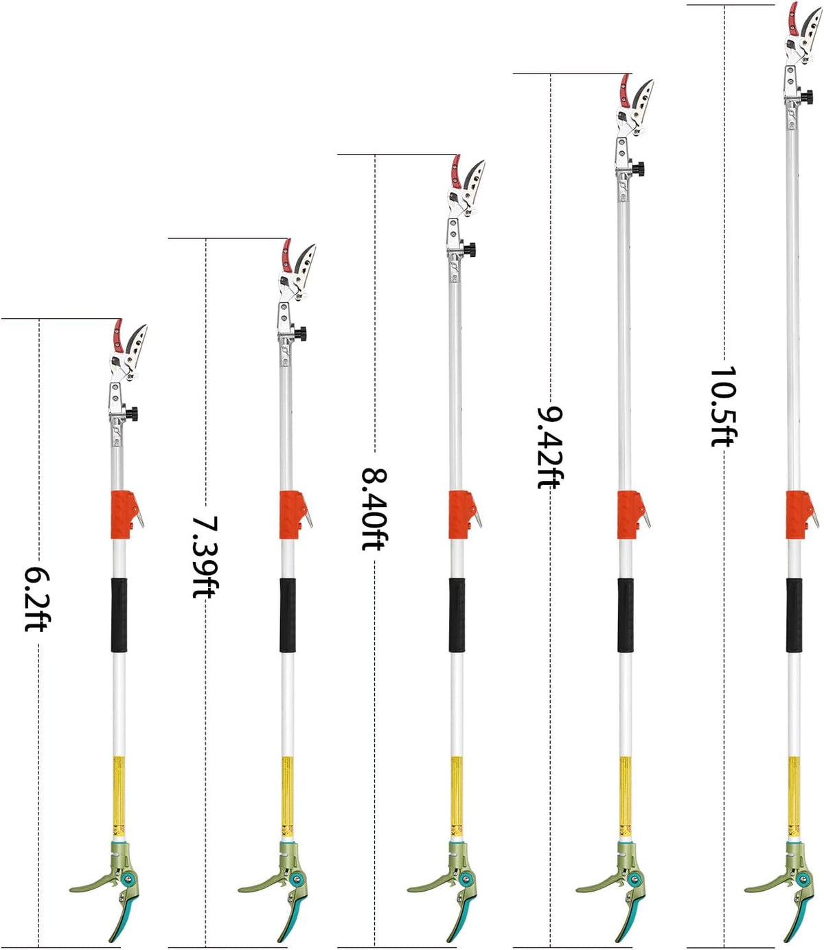 Tree Pruner for Garden, Cut Capacity 1/2 Inch & Hold Pole Pruner, Lightweight Fruit Picker with Non-slip handle, Long Reach Tree Branch Cutter with Aluminum Pole, 4.2 FT| LFX112