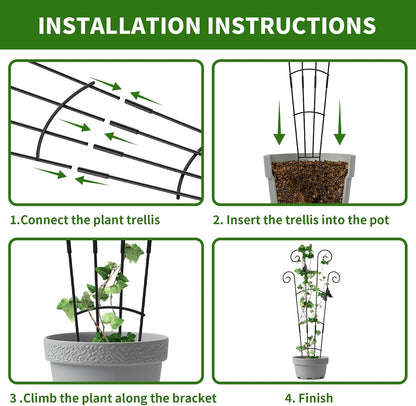 2 Pack 30 Inch Taller Plant Trellis for Potted Climbing Plants Indoor,Expandable Metal Garden Trellis for Climbing Plants,Flowers Vine Ivy, Sturdy Houseplant Support for Potted Plants with Ties