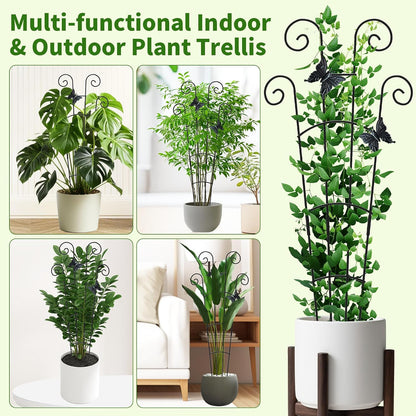 2 Pack 30 Inch Taller Plant Trellis for Potted Climbing Plants Indoor,Expandable Metal Garden Trellis for Climbing Plants,Flowers Vine Ivy, Sturdy Houseplant Support for Potted Plants with Ties