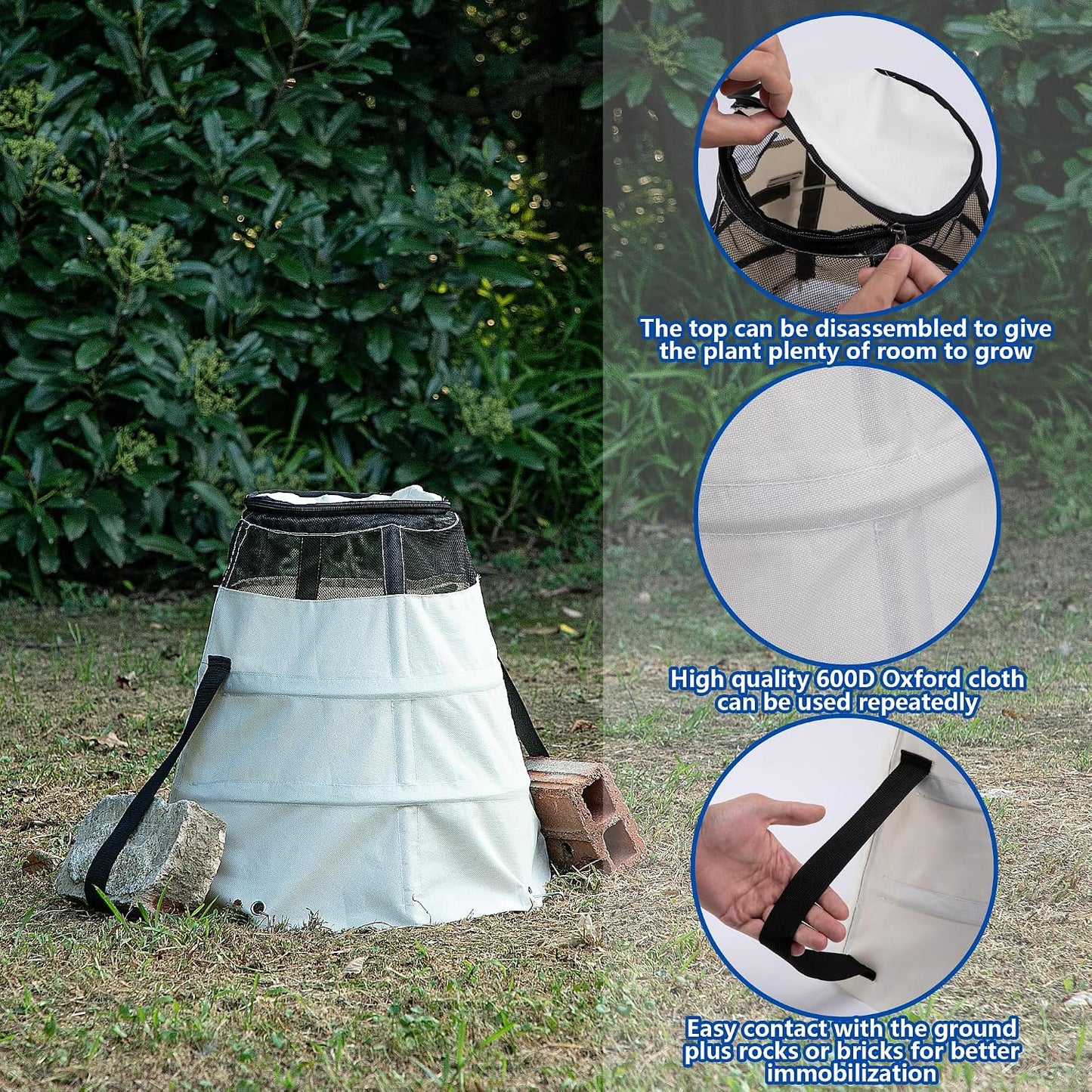 2 Pcs 600D Winter Rose Protective Cover, Rose Cones Protection with Stakes