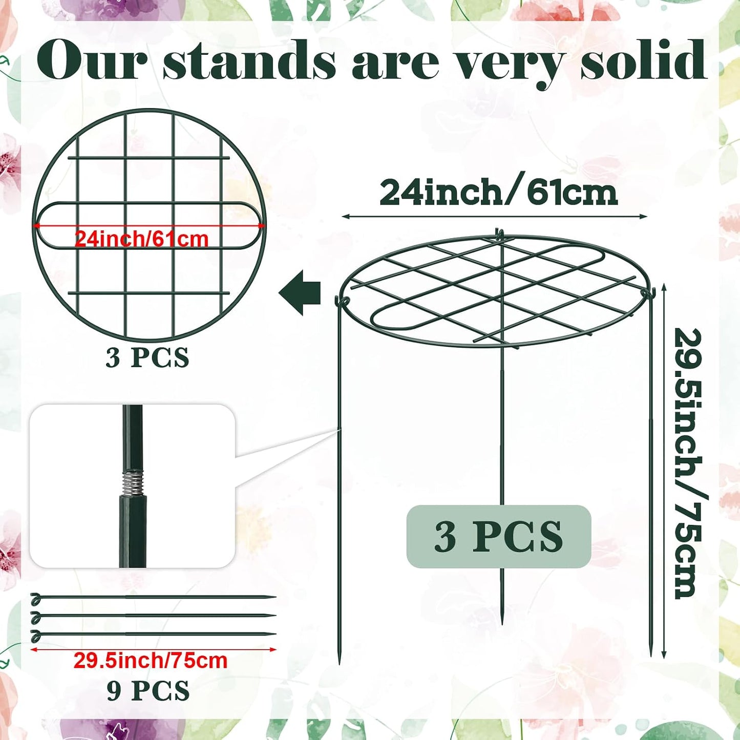 6 Pack 12 x 16 Inch Peony Cages and Supports for Outdoor Plants