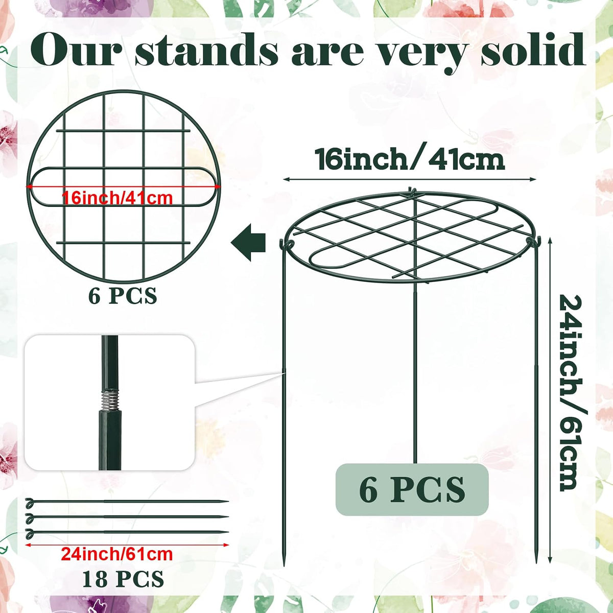 6 Pack 12 x 16 Inch Peony Cages and Supports for Outdoor Plants