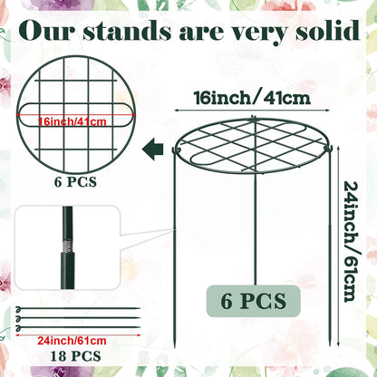 6 Pack 12 x 16 Inch Peony Cages and Supports for Outdoor Plants