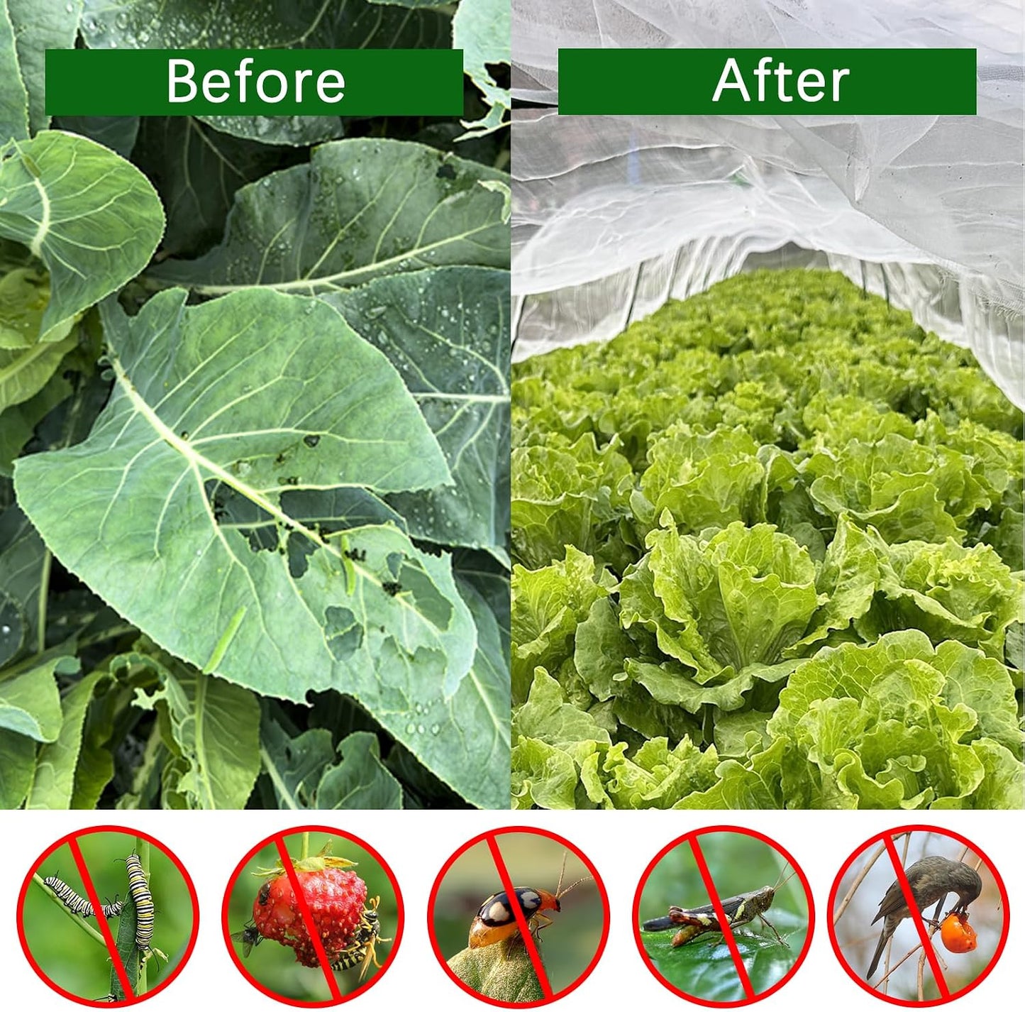 2 Pack Garden Netting - 10x33Ft,Ultra Fine Mesh Netting,Raised Bed Plant Covers Netting Barrier Net Protect Fruit Flower Vegetables Crops from Tiny Pests Insect Birds Deer Squirrels