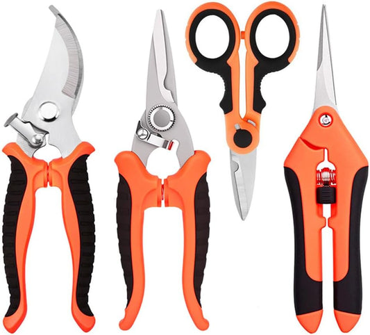 4 Pack Garden Shears Pruning Set, Stainless Steel Multi-Blade