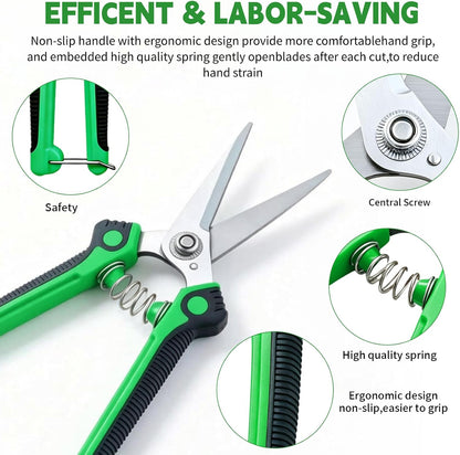 4 Pack Garden Shears Pruning Set, Stainless Steel Multi-Blade