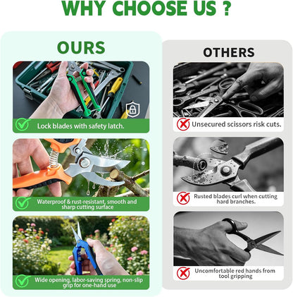 4 Pack Garden Shears Pruning Set, Stainless Steel Multi-Blade