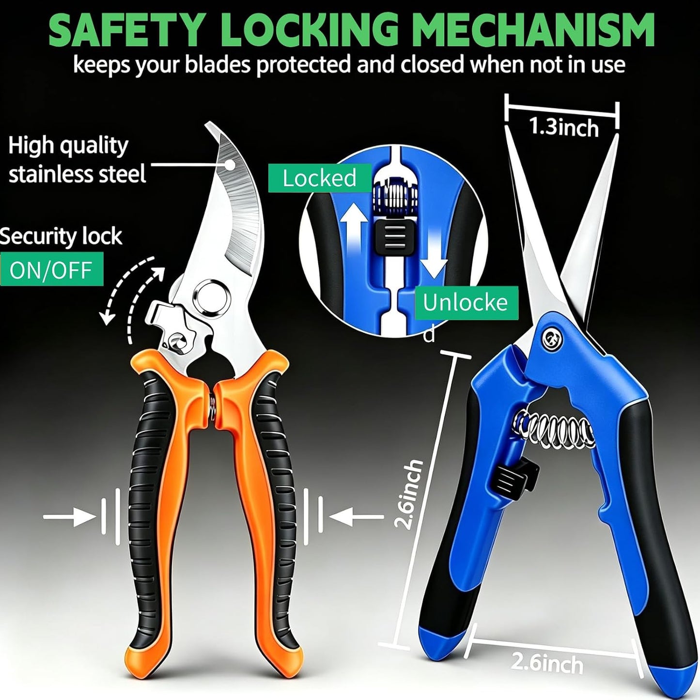 4 Pack Garden Shears Pruning Set, Stainless Steel Multi-Blade