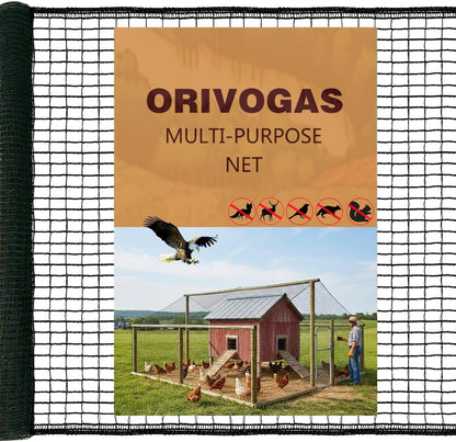 Heavy Duty Bird Netting for Chicken Coop, 19.5 x 19.5 ft 0.8”Mesh HDPE Chicken Netting for Hawks with Reinforced Edges, Durable & Reusable Poultry Netting for Garden Raised Beds & Fruit Trees