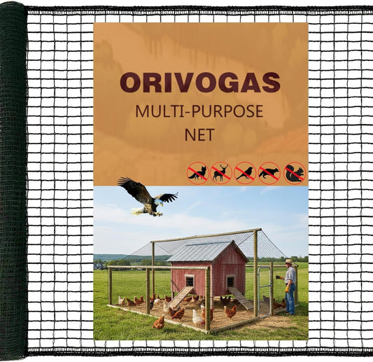 Heavy Duty Bird Netting for Chicken Coop, 19.5 x 19.5 ft 0.8”Mesh HDPE Chicken Netting for Hawks with Reinforced Edges, Durable & Reusable Poultry Netting for Garden Raised Beds & Fruit Trees