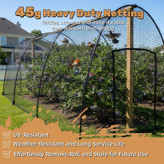 Heavy Duty Bird Netting for Chicken Coop, 19.5 x 19.5 ft 0.8”Mesh HDPE Chicken Netting for Hawks with Reinforced Edges, Durable & Reusable Poultry Netting for Garden Raised Beds & Fruit Trees