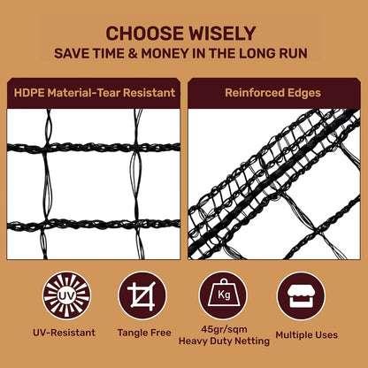 Heavy Duty Bird Netting for Chicken Coop, 19.5 x 19.5 ft 0.8”Mesh HDPE Chicken Netting for Hawks with Reinforced Edges, Durable & Reusable Poultry Netting for Garden Raised Beds & Fruit Trees