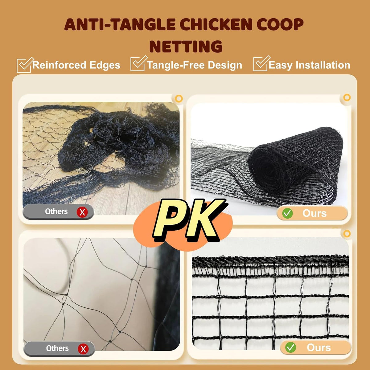 Heavy Duty Bird Netting for Chicken Coop, 19.5 x 19.5 ft 0.8”Mesh HDPE Chicken Netting for Hawks with Reinforced Edges, Durable & Reusable Poultry Netting for Garden Raised Beds & Fruit Trees