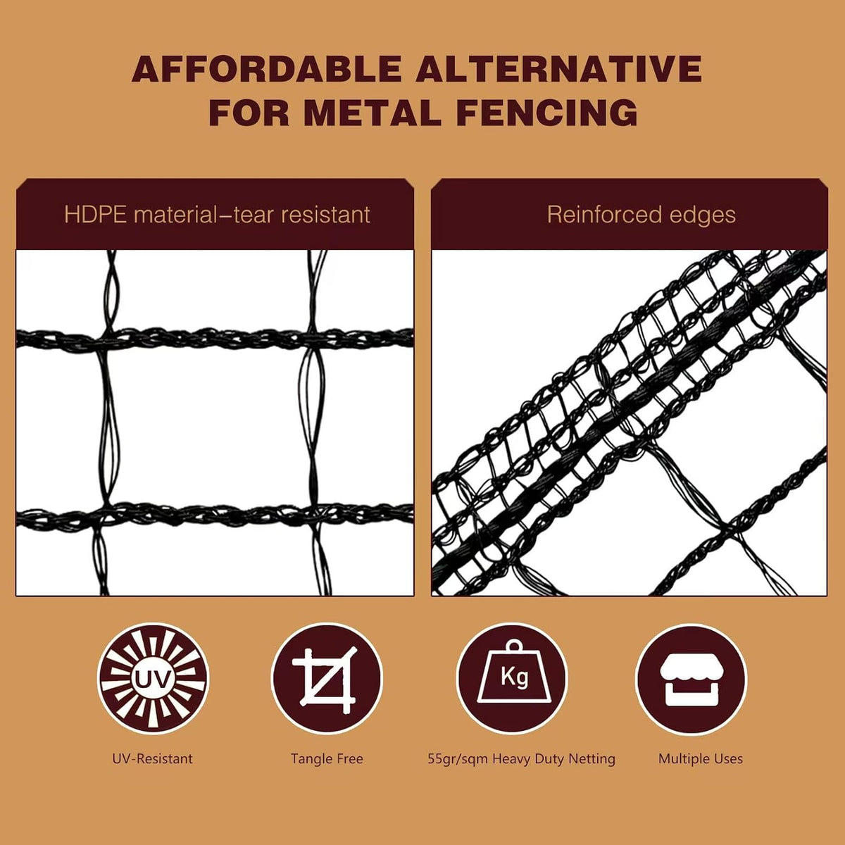 Heavy Duty Bird Netting for Chicken Coop, 19.5 x 19.5 ft 0.8”Mesh HDPE Chicken Netting for Hawks with Reinforced Edges, Durable & Reusable Poultry Netting for Garden Raised Beds & Fruit Trees