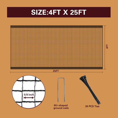 Heavy Duty Bird Netting for Chicken Coop, 19.5 x 19.5 ft 0.8”Mesh HDPE Chicken Netting for Hawks with Reinforced Edges, Durable & Reusable Poultry Netting for Garden Raised Beds & Fruit Trees