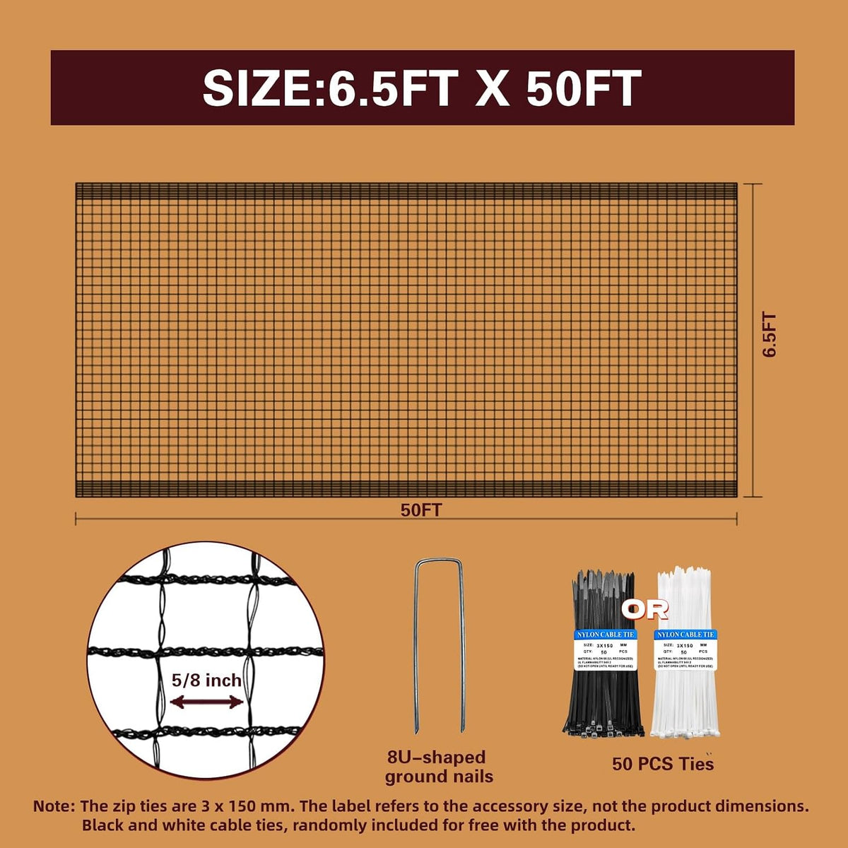 Heavy Duty Bird Netting for Chicken Coop, 19.5 x 19.5 ft 0.8”Mesh HDPE Chicken Netting for Hawks with Reinforced Edges, Durable & Reusable Poultry Netting for Garden Raised Beds & Fruit Trees
