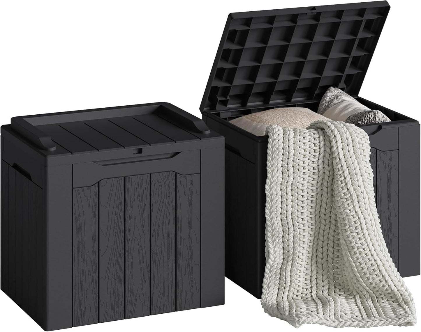 30 Gallon Resin Deck Box Waterproof Outdoor Storage Box for Patio Furniture Pool Accessories Indoor Storage for Cushion Garden Tools (30 Gallon, Black)
