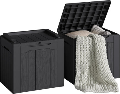 30 Gallon Resin Deck Box Waterproof Outdoor Storage Box for Patio Furniture Pool Accessories Indoor Storage for Cushion Garden Tools (30 Gallon, Black)