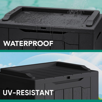 30 Gallon Resin Deck Box Waterproof Outdoor Storage Box for Patio Furniture Pool Accessories Indoor Storage for Cushion Garden Tools (30 Gallon, Black)