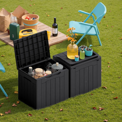 30 Gallon Resin Deck Box Waterproof Outdoor Storage Box for Patio Furniture Pool Accessories Indoor Storage for Cushion Garden Tools (30 Gallon, Black)