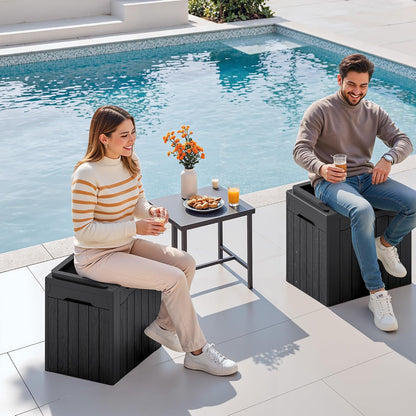 30 Gallon Resin Deck Box Waterproof Outdoor Storage Box for Patio Furniture Pool Accessories Indoor Storage for Cushion Garden Tools (30 Gallon, Black)