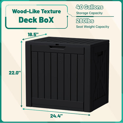 30 Gallon Resin Deck Box Waterproof Outdoor Storage Box for Patio Furniture Pool Accessories Indoor Storage for Cushion Garden Tools (30 Gallon, Black)