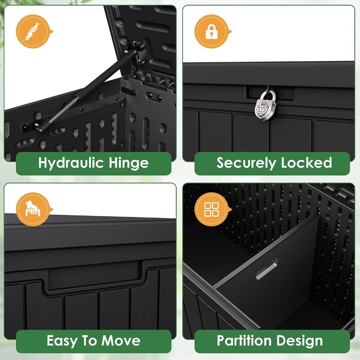 30 Gallon Resin Deck Box Waterproof Outdoor Storage Box for Patio Furniture Pool Accessories Indoor Storage for Cushion Garden Tools (30 Gallon, Black)