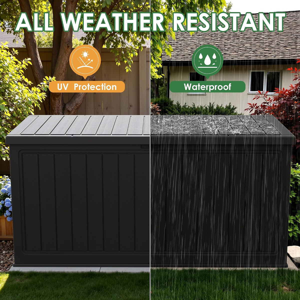 30 Gallon Resin Deck Box Waterproof Outdoor Storage Box for Patio Furniture Pool Accessories Indoor Storage for Cushion Garden Tools (30 Gallon, Black)