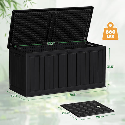 30 Gallon Resin Deck Box Waterproof Outdoor Storage Box for Patio Furniture Pool Accessories Indoor Storage for Cushion Garden Tools (30 Gallon, Black)