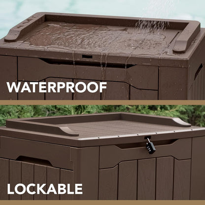 30 Gallon Resin Deck Box Waterproof Outdoor Storage Box for Patio Furniture Pool Accessories Indoor Storage for Cushion Garden Tools (30 Gallon, Black)